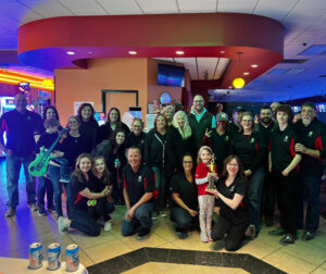 Community bowling fundraiser group photo