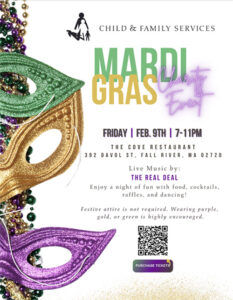 Mardi Gras charity event flyer