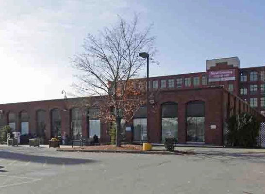 Commercial brick building exterior view